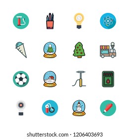 ball icon set. vector set about physics, snow globe, football and christmas tree icons set.