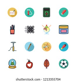 ball icon set. vector set about pens, matches, snow globe and bauble icons set.