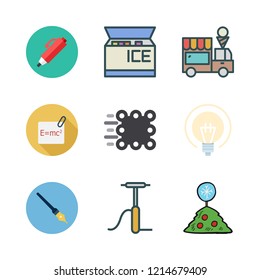 ball icon set. vector set about ice cream, air pump, christmas tree and pen icons set.