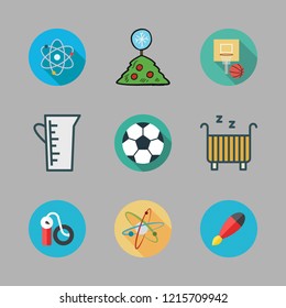 ball icon set. vector set about physics, cradle, cup and football icons set.