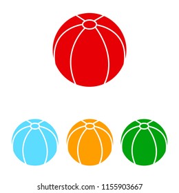 Ball icon. Summer ball icon. Ball vector, isolated, flat icon. Colored balls. Red, blue, orange, green ball.