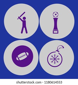 ball icon. ball vector icons set rugby ball, football cup, christmas ball and baseball player