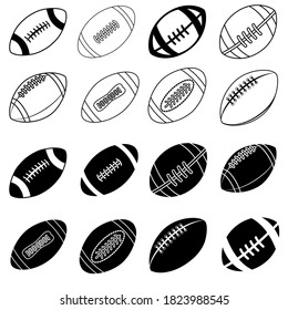 Ball icon vector set. American football ball illustration sign collection. Sport symbol or logo.