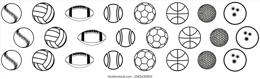 Ball icon vector set sport 