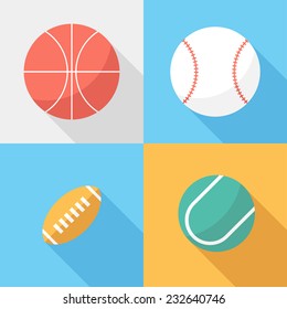 Ball icons. Flat design style modern vector illustration. Isolated on stylish color background. Flat long shadow icon. Elements in flat design.