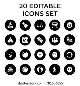 Ball icons. set of 20 editable filled ball icons such as connection, angry emot, lotto, board game, golf player, shuttlecock. best quality ball elements in trendy style.