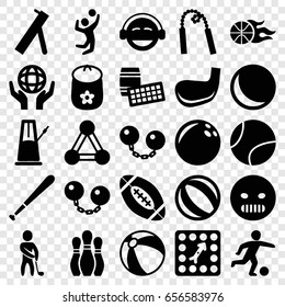 Ball icons set. set of 25 ball filled icons such as connection, baby toy, beach ball, angry emot, emoji, holding globe, board game, golf player, volleyball player, basketball