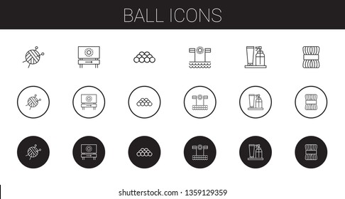 ball icons set. Collection of ball with wool ball, beach, cream, wool. Editable and scalable icons.