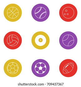 Ball icons set. Flat design vector Illustration circle.