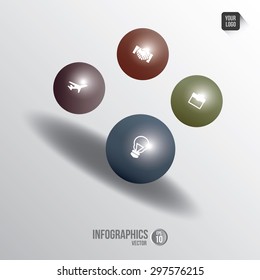 Ball infographics elements in High resolution for layout, banner, number options, step up options, contain EPS10 format with some additional icons.
