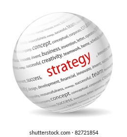 Ball with inscription strategy, on a white background. Vector.