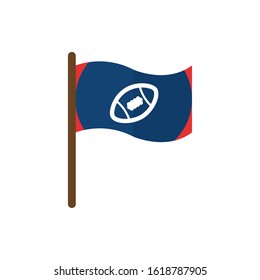 Ball inside flag design, American football super bowl sport hobby competition game training equipment tournement and play theme Vector illustration
