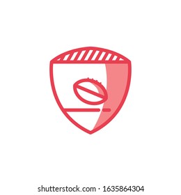 Ball inside shield design, American football super bowl sport hobby competition game training equipment tournement and play theme Vector illustration