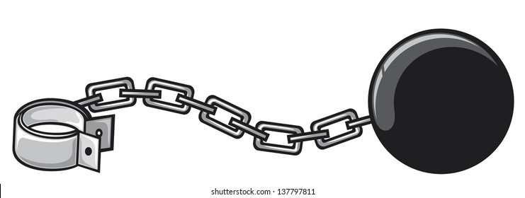 Ball And Iron Chain With Shackle (criminal Design)