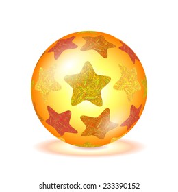 Ball isolated on a white background with a simple natural multi-colored ornaments. Vector illustration.