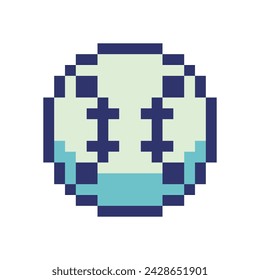 Ball isolated vector illustration. Baseball equipment. Team game. Pixel art icon. American sport. 