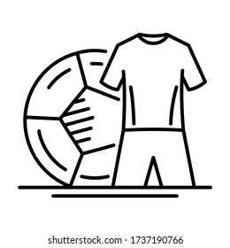 Ball and jersey - Soccer - outline icon design - vector illustration