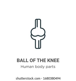 Ball of the knee outline vector icon. Thin line black ball of the knee icon, flat vector simple element illustration from editable human body parts concept isolated stroke on white background