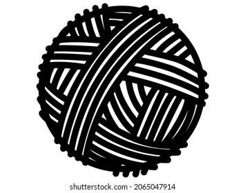 Ball of knitting thread - vector silhouette illustration for logo or pictogram. Neat round ball of yarn for sign or icon