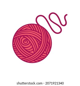 A ball of knitting threads on a white background.