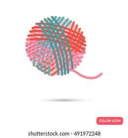 Ball of knitting yarn color flat icon