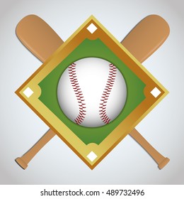 Ball league and bat icon. baseball sport competition and hobby theme. Colorful design. Vector illustration