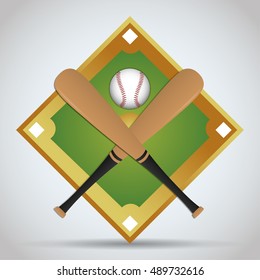 Ball league and bat icon. baseball sport competition and hobby theme. Colorful design. Vector illustration
