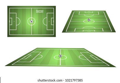 the ball lies on the grass. Soccer game. vector illustration. Beautiful ball and green grass. Leaflet design template. Football poster invites football.