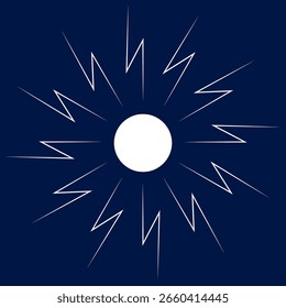 Flash de relámpago de bola. Vector de explosión eléctrica. Símbolo de energía radial. Fondo de trueno oscuro. EPS 10.