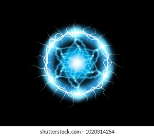 Ball lightning, light effect Abstract round frame with lightning. Vector illustration.
