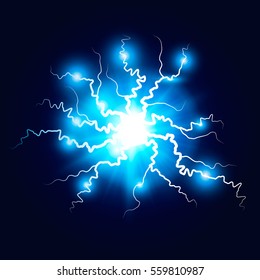 Ball lightning, plasma sphere, electric discharge vector abstract illustration