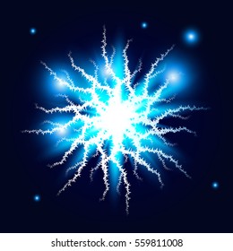 Ball lightning, plasma sphere, electric discharge vector abstract illustration