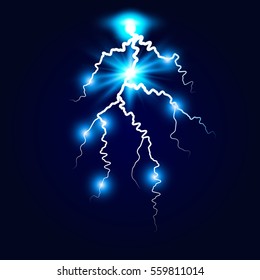 Ball lightning, plasma sphere, electric discharge vector abstract illustration