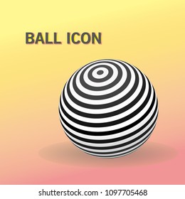 Ball with lines of black and white on a plane