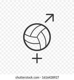 ball logo, ball gender vector icon, gender symbol, women and men ball logo. Stock vector illustration isolated on white background.
