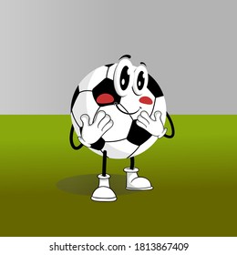 Ball Logo mascota avergonzada pose, ilustración vectorial