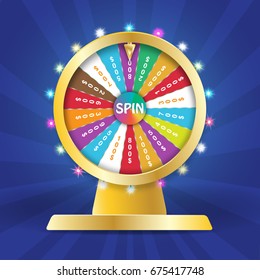 Ball of luck 3d object on blue background , fortune roulette in flat vector style.