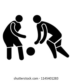 Ball in midst of two players, where both are trying to take it
