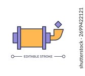 Ball mill machine line color icon. Crushing and grinding of ore. Reduction of hard, brittle and fibrous materials. Isolated vector illustration. Flat colorful symbol design. Editable stroke