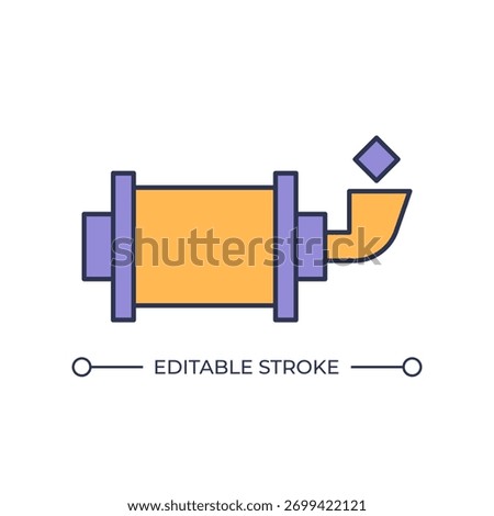 Ball mill machine line color icon. Crushing and grinding of ore. Reduction of hard, brittle and fibrous materials. Isolated vector illustration. Flat colorful symbol design. Editable stroke