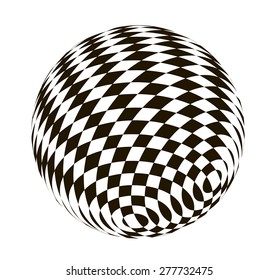 Ball with monochrome geometric pattern on a white background, vector illustration