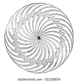 Ball, the most wide strips remain white, vintage engraved illustration. Magasin Pittoresque 1878.
