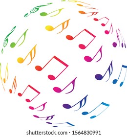 Ball of music notes, music background