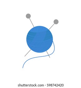 Ball and needles on the white background. Vector illustration