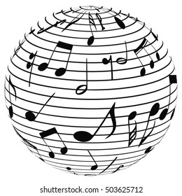 Ball Of The Notes, Note Music Planet Vector