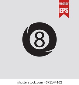 Ball number eight icon in trendy isolated on grey background.Vector illustration.