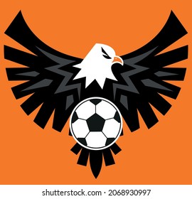 Ball-Objekt-Symbol-Ausrüstung Team-Spiel Symbol Fußball-Vektorfußball spielen Adler Vogel-Wettkampf-Design-Ziel-Meisterschaft Schwarzen Erfolg 