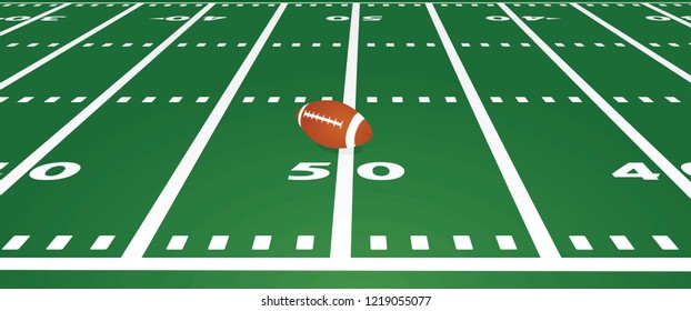 Ball on american football field. vector illustration