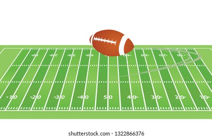 Ball on american football field. vector illustration