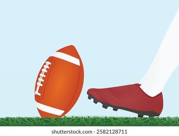 Ball on american football field. vector illustration